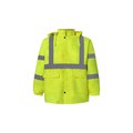 2W International High Viz Rain Jacket with Detachable Hood, Large, Lime, Class 3 750C-3 L